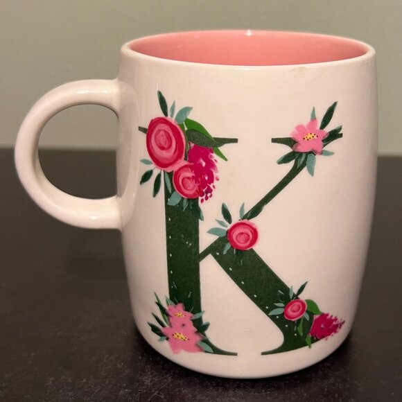Stylish Letter “K” Initial or Monogram Floral Ceramic Mug by Modern Expressions - Picture 2 of 7
